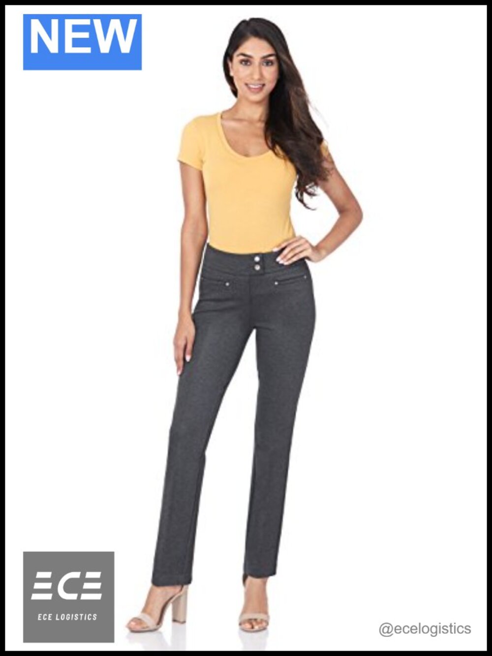 Pull-On Straight Leg Ponte Knit Pants Tummy Control Office Yoga Work